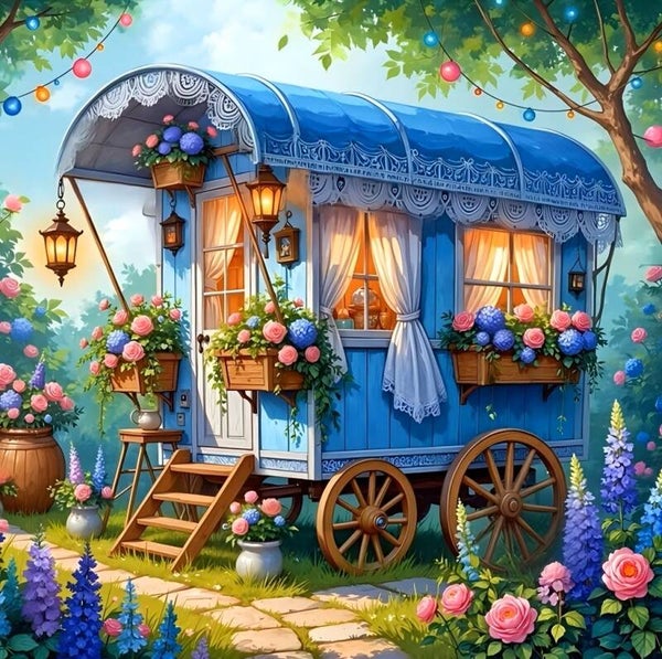 40x40cm Diamond Painting woonwagen nr 645