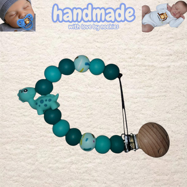 noekies speenkoord dino turquoise nr 26