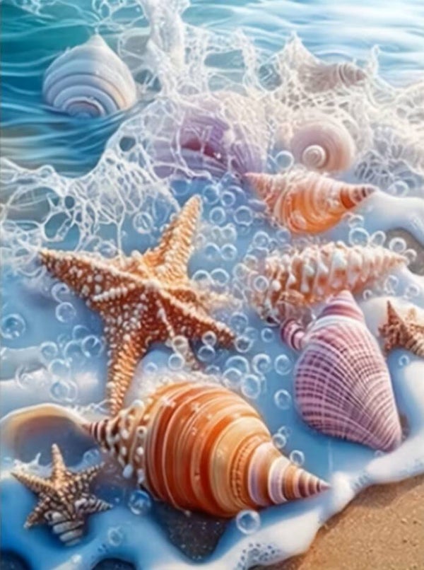 40x30cm Diamond Painting strand schelpen nr 659