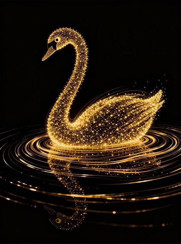 nr 265 Diamond Painting zwaan zwart goud 40x30cm (rond)