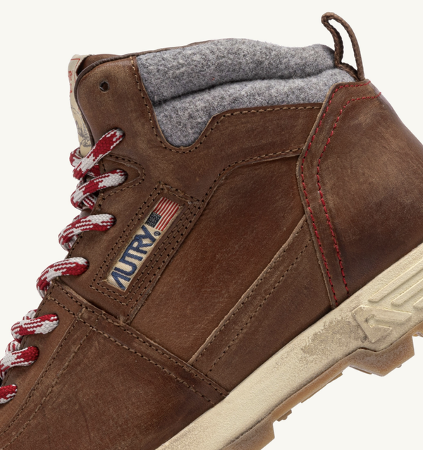 MALGA EN CUIR MARRON ET GRIS