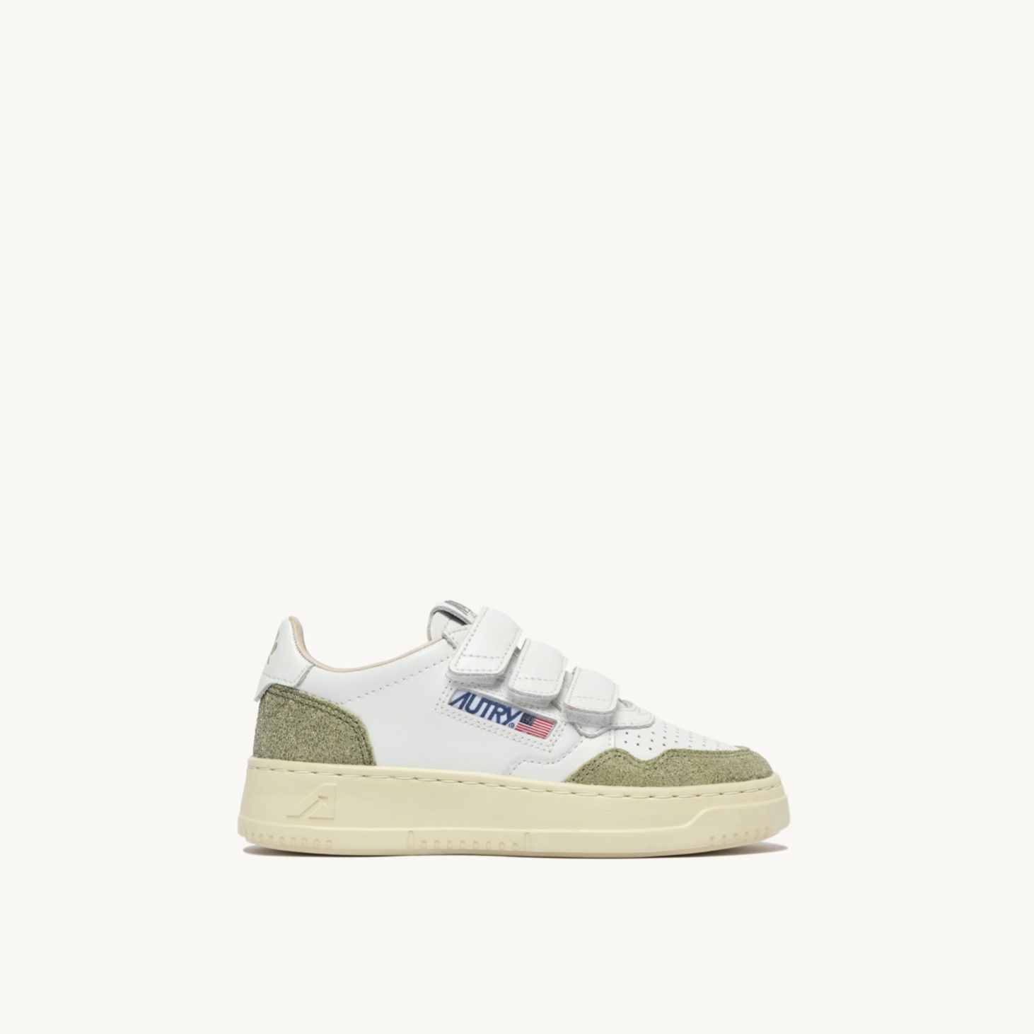 BASKETS MEDALIST KIDSTRIPES EN CUIR BLANC ET CUIR PAILLETTES SAUGE