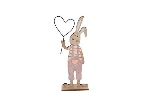 Rabbit Standing Heart 10x4x22cm Light Pink