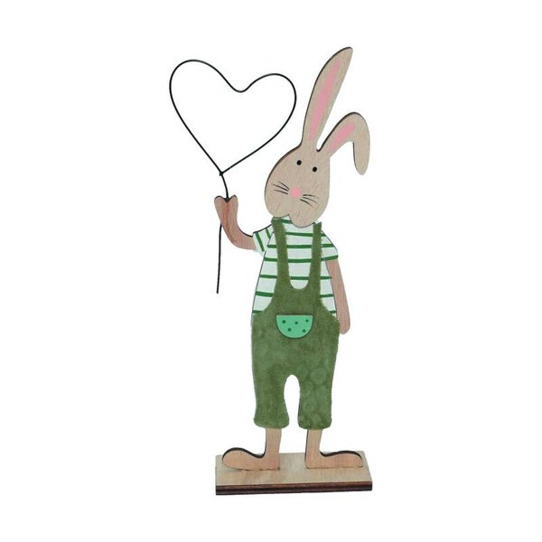 Rabbit Standing Heart 10x4x22cm Green