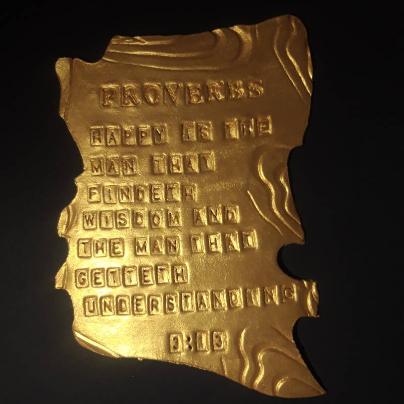 112C Clay Sculpture (Happy is the man that findeth wisdom, and the man that getteth understanding.) Proverbs 3:13