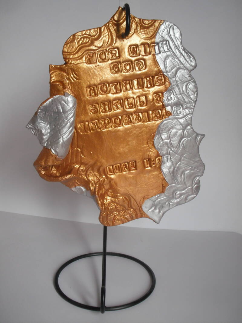 120C Clay Sculpture (For with God nothing shall be impossible.) Luke 1:37