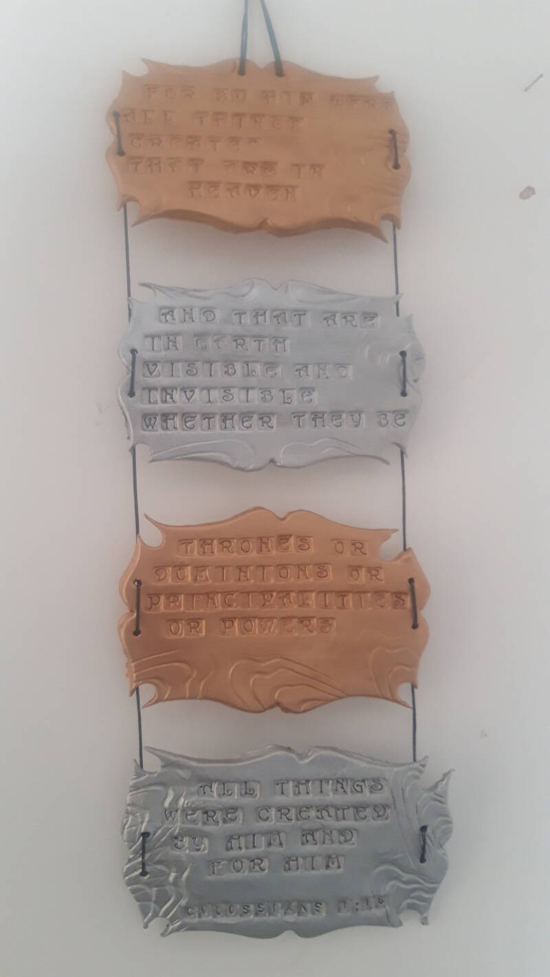 REF: 94C Clay Sculpture (For by him were all things created, that are in heaven, and that are in earth, visible and invisible, whether they be thrones, or dominions, or principalities, or powers: all things were created by him, and for him) Colossians 1:1