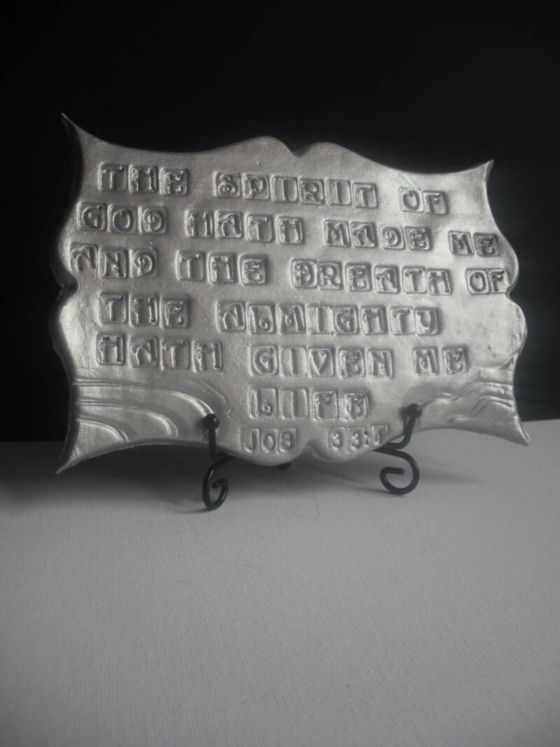 122C Clay Sculpture (The spirit of God hath made me, and the breath of the Almighty hath given me life.) Job 33:4