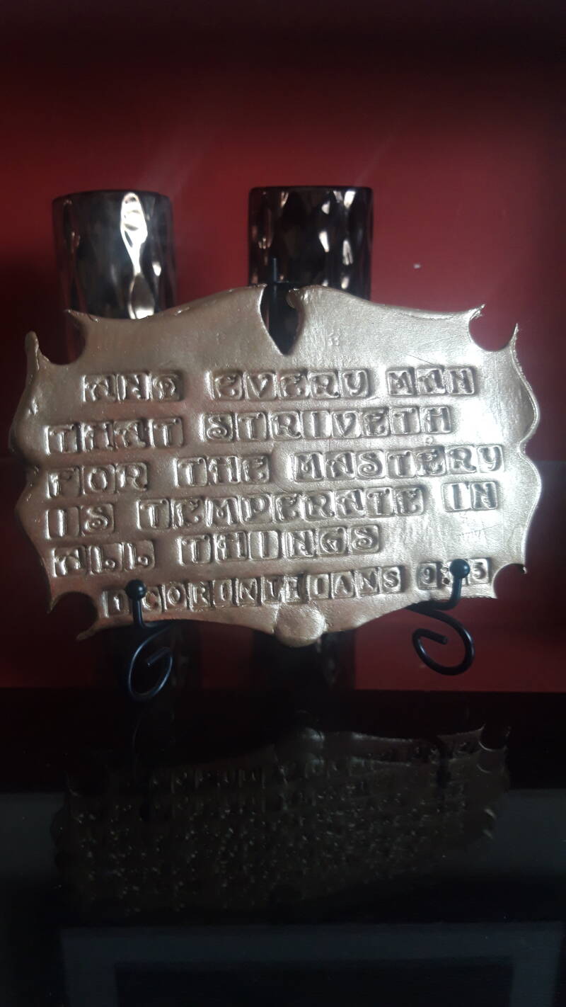 REF: 70C Clay Sculpture (And every man that striveth for the mastery is temperate in all things.) 1 Corinthians 9:25