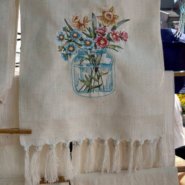 Mason Jar Flowers - Table Runner
