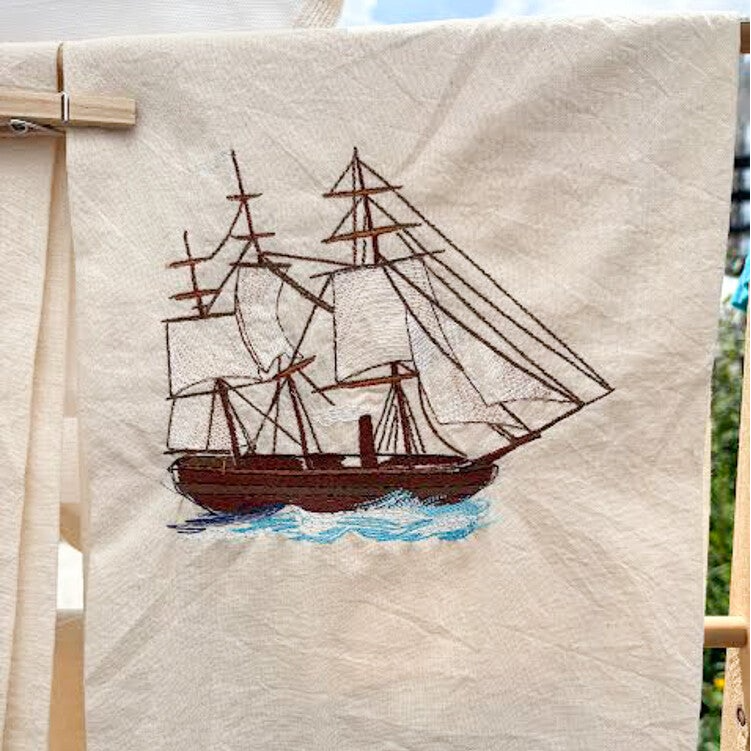 Tri Mast Sailboat - Tea Towel