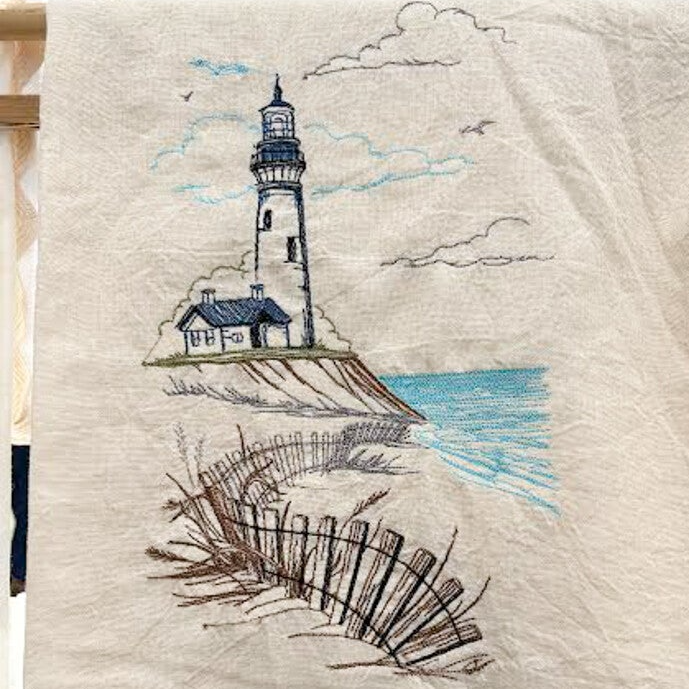 Lighthouse and Beach - Tea Towel