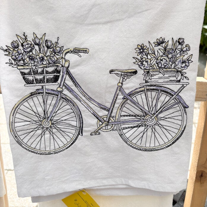 Bicycle with Flowers - Tea Towel