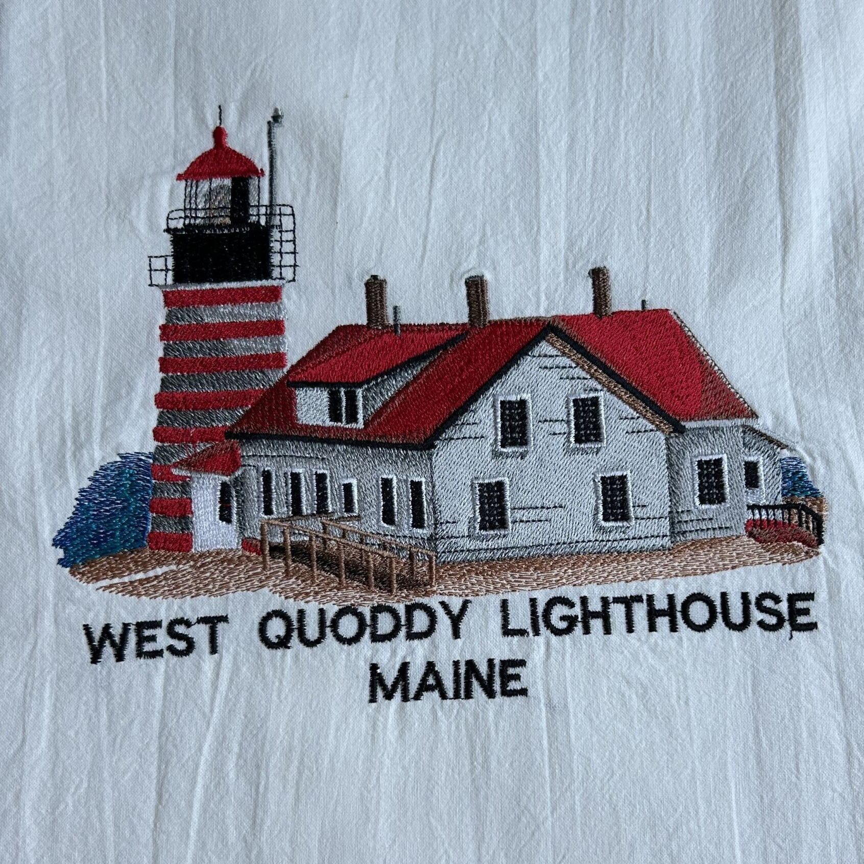 West Quoddy Lighthouse Maine - Tea Towel