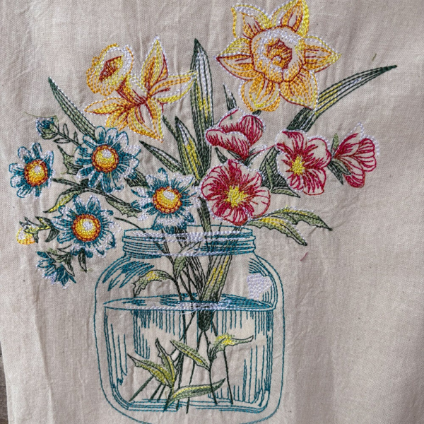 Mason Jar Flowers - Tea Towel