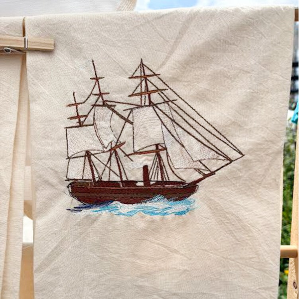 Tri Mast Sailboat - Tea Towel