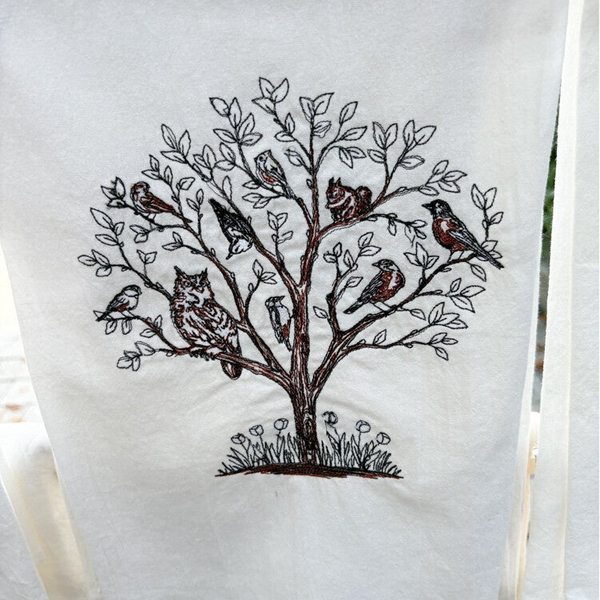 Tree Filled with Birds - Tea Towel