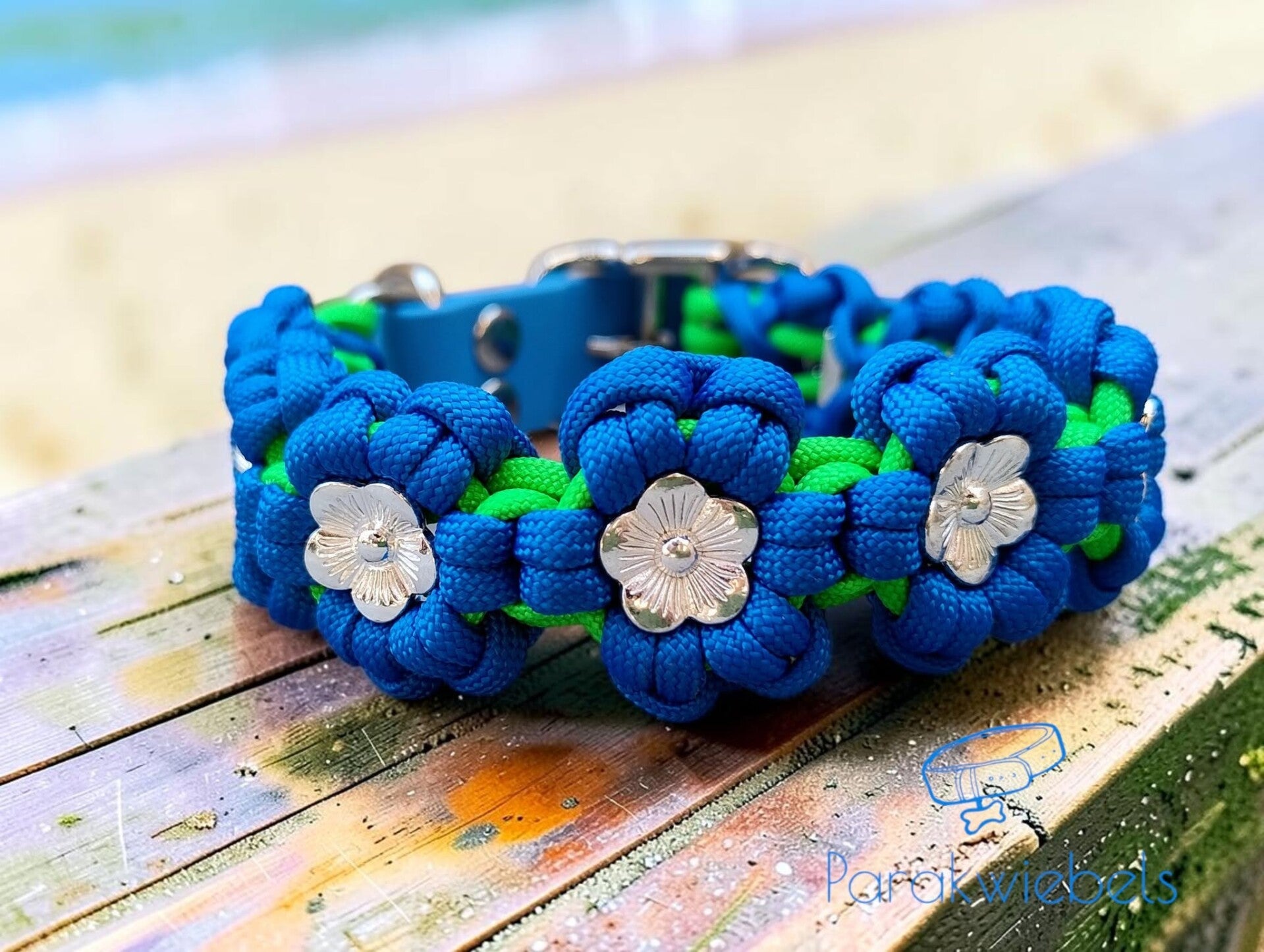 Halsband fleur blauw 30-36cm