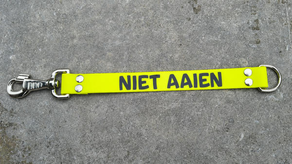 Geel lint verlengstuk leiband - Niet aaien