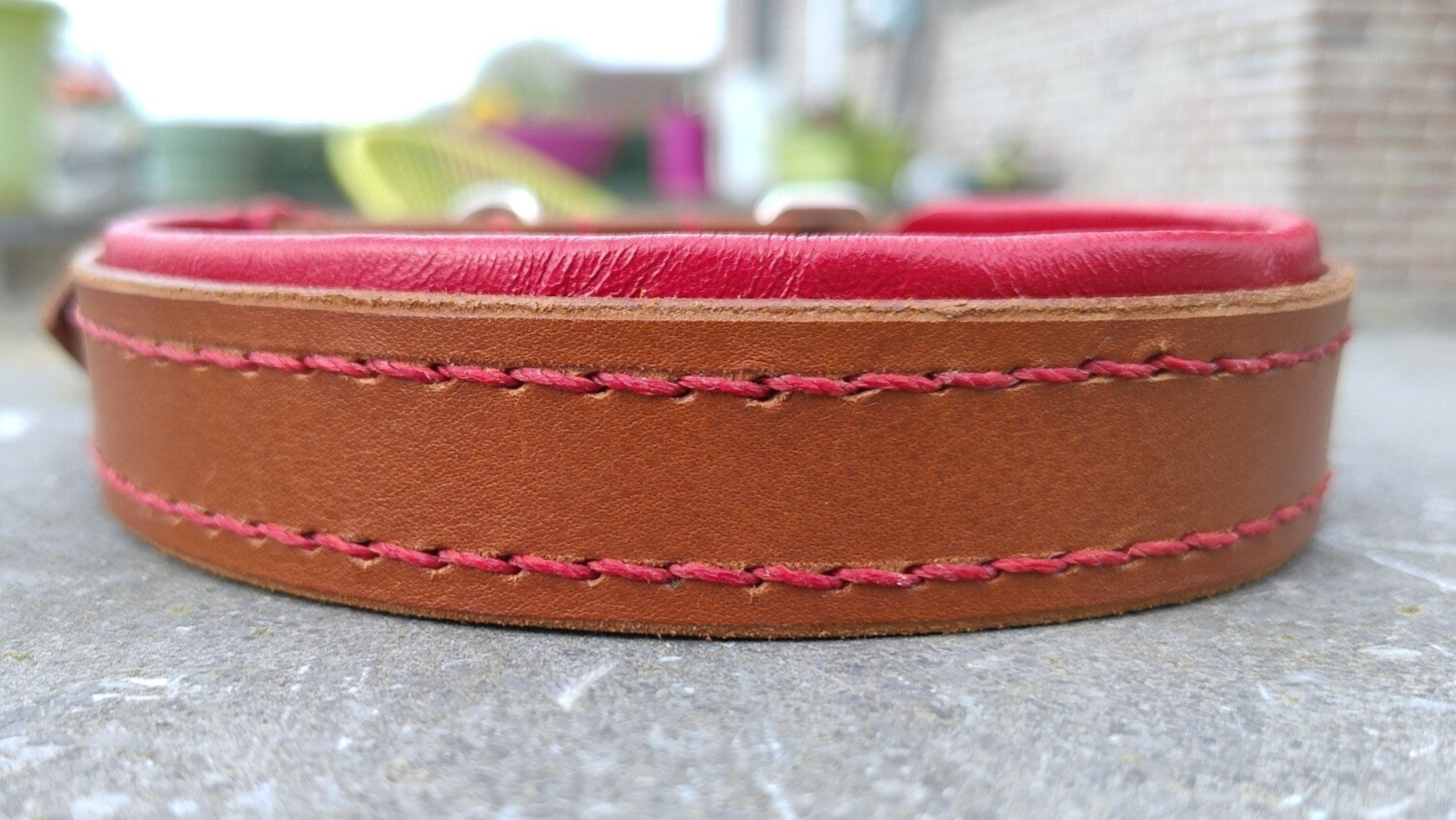 Lederen halsband basic rood