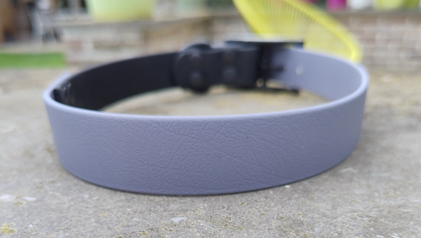Biothane halsband duotone zwart-grijs