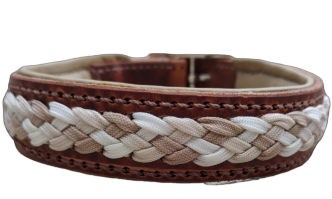 Lederen halsband - donkerbruin 44 cm