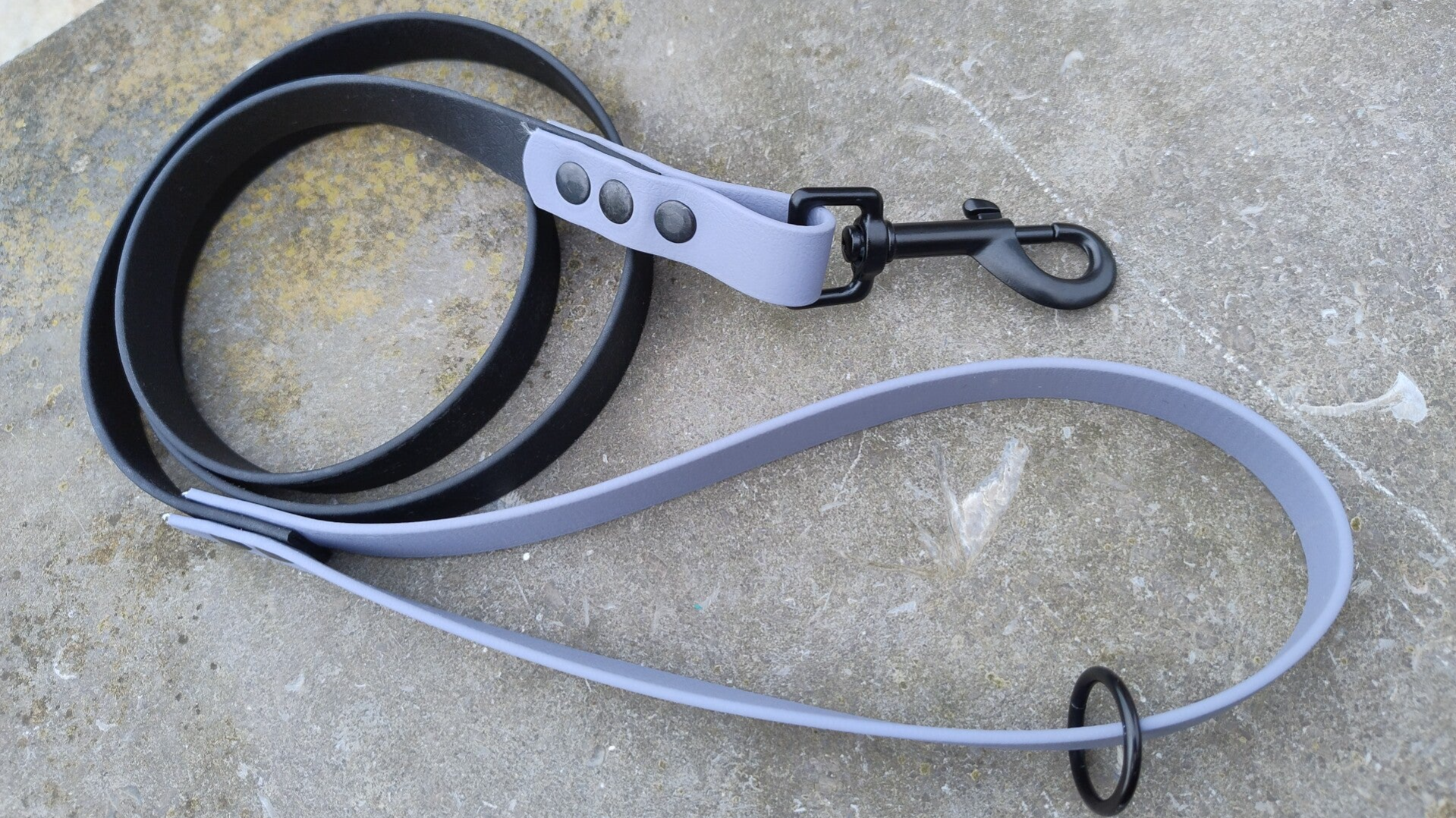 Biothane leiband 19mm, zwart-grijs