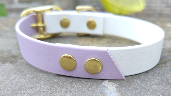 Biothane halsband duotone wit - pastel paars
