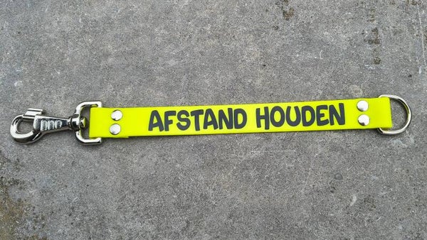 Geel lint verlengstuk leiband - Afstand houden