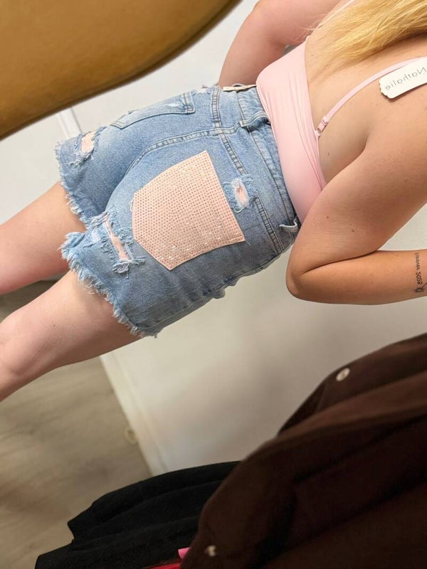 Roze korte broek glitterzak