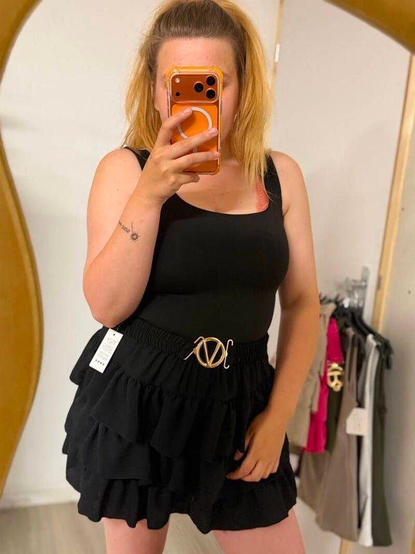 Ruffle broek rok zwart