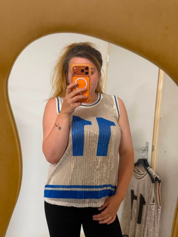 Glitter top blauw