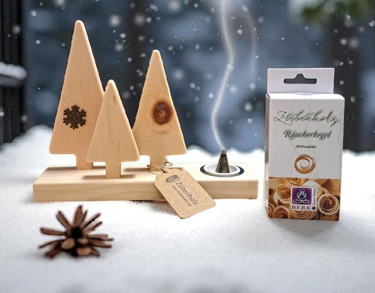 Zirben-Räucherset mit Räucherkegel