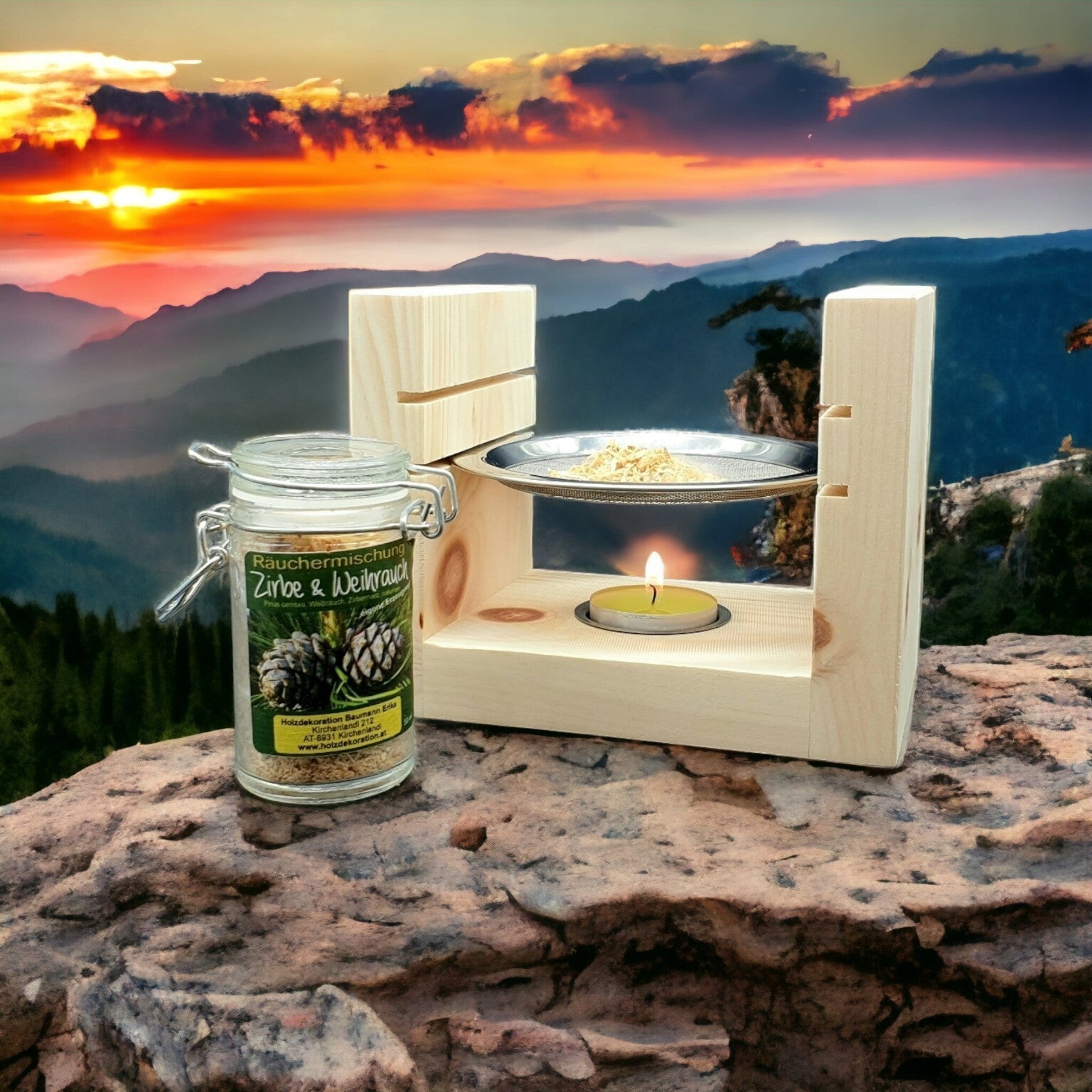 Weihrauchbrenner aus Zirbe im Set
