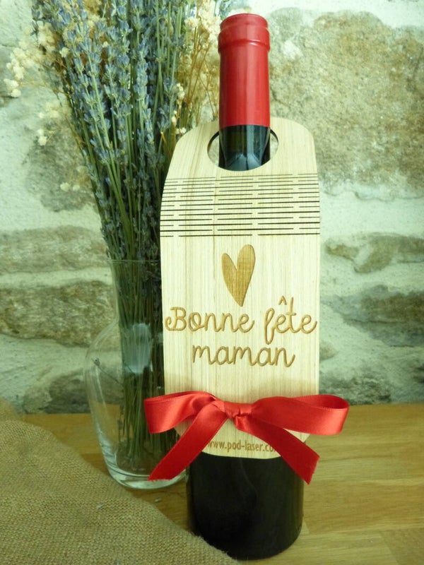 Etiquette bouteille cadeau "Bonne fête maman"