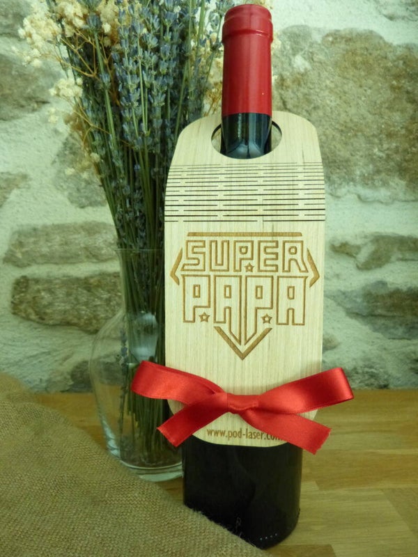 Etiquette bouteille cadeau "Super papa"