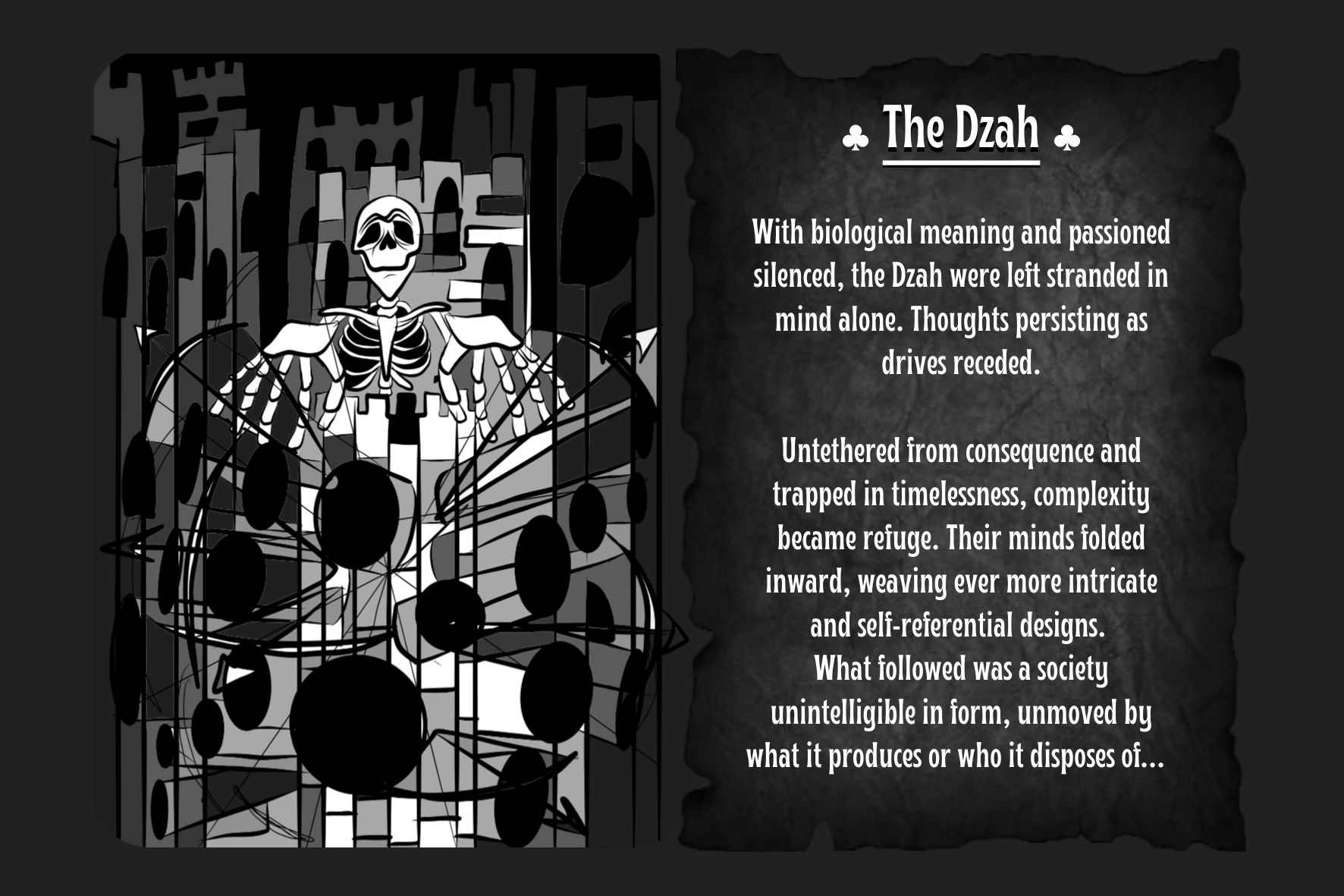 The Dzah faction of Aeviternal, representing introspective calculation, abstraction, and cold complexity