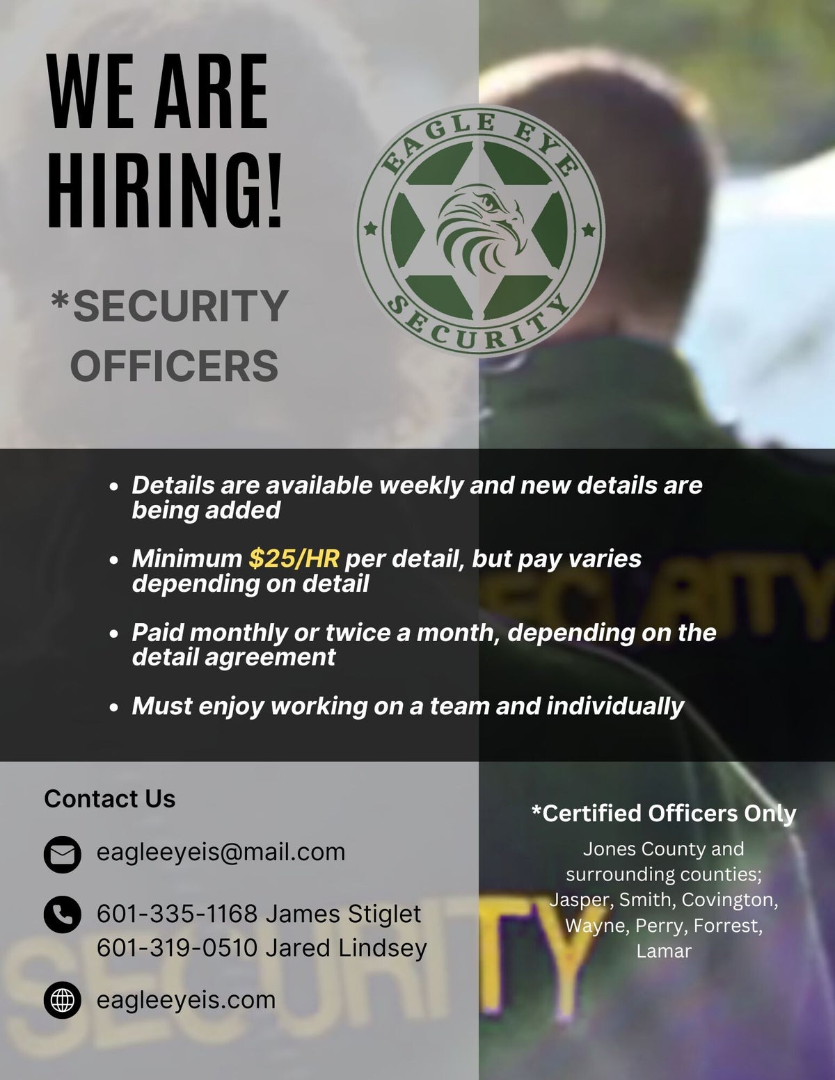 Employment | Eagle Eye Investigation and Security LLC