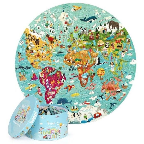 Boppi - Ronde puzzel - Wereldkaart