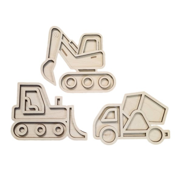 Kiddi - Vulvormen set - Bouwvoertuigen