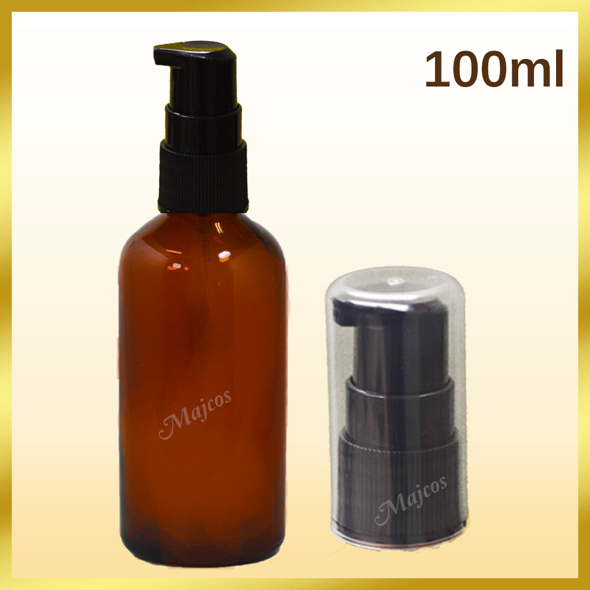 100ml empty Amber Glass Bottles with Black Cream / Lotion Pump