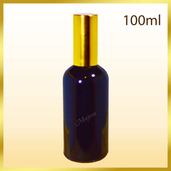100ml empty Black Glass Bottles with shiny Golden Atomizer / Mist spray