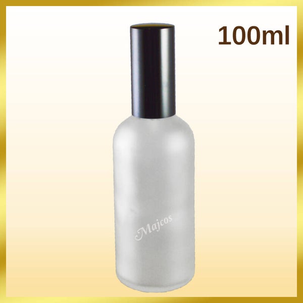 100ml empty Frosted Glass Bottles with shiny Black Atomiser / Mist spray