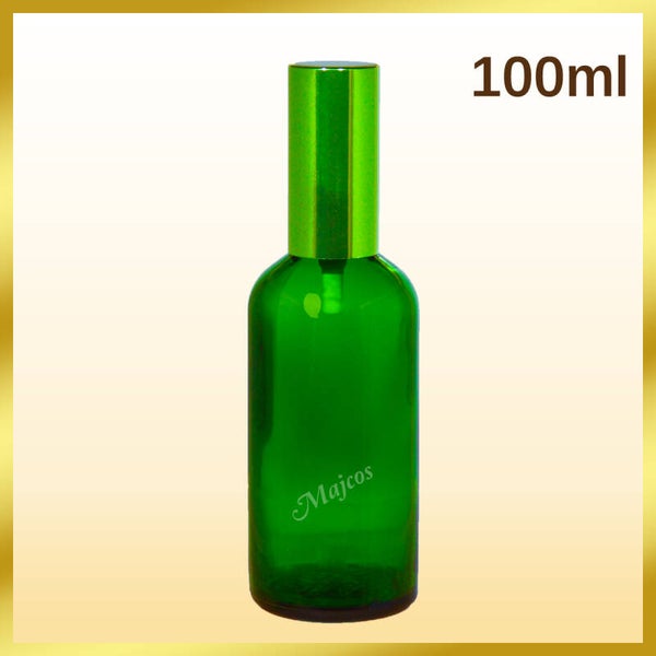 100ml empty Green Glass Bottles with shiny Green Atomiser / Mist spray