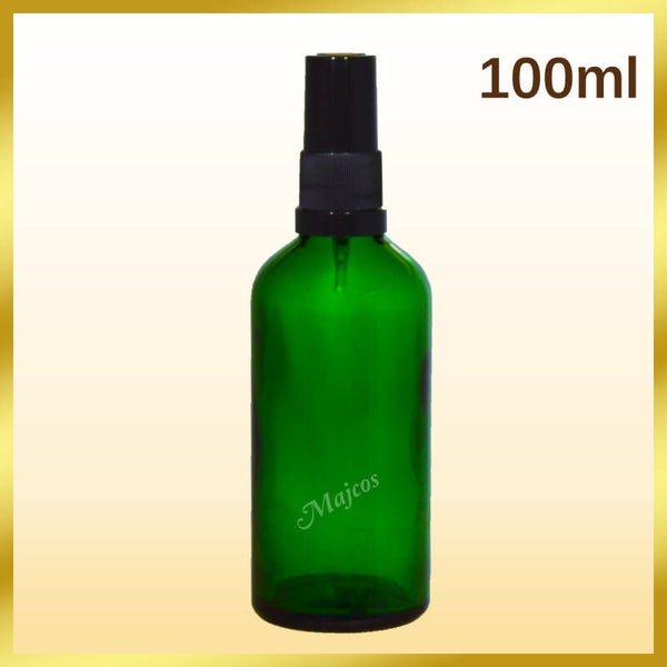 100ml empty Green Glass Bottles with tradional Black Atomizer / Mist Spray-Black over Caps