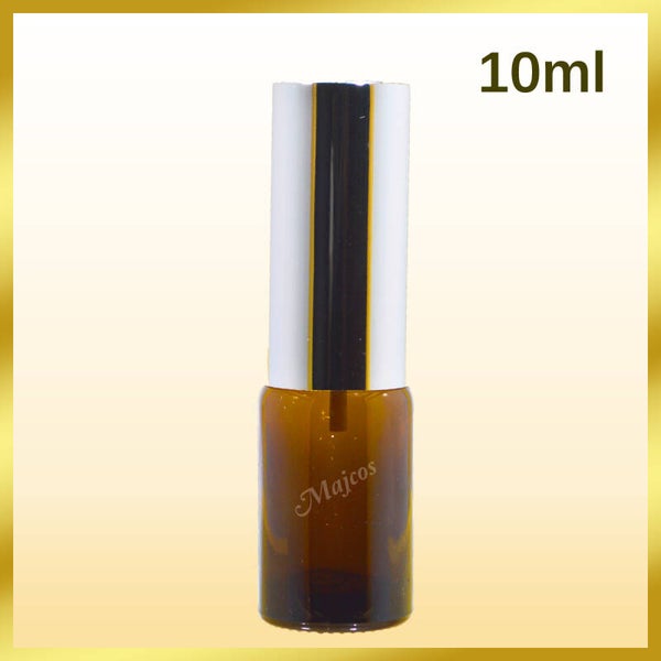10ml empty Amber Glass Bottles with shiny Silver atomisers