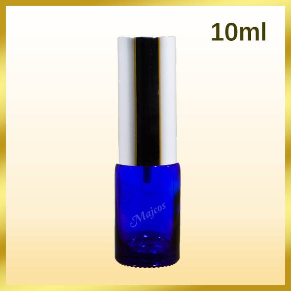 10ml empty Cobalt Blue Glass Bottles with shiny Silver atomisers