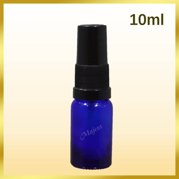10ml empty Cobalt Blue Glass Bottles with traditional Black atomisers / fine mist Spray