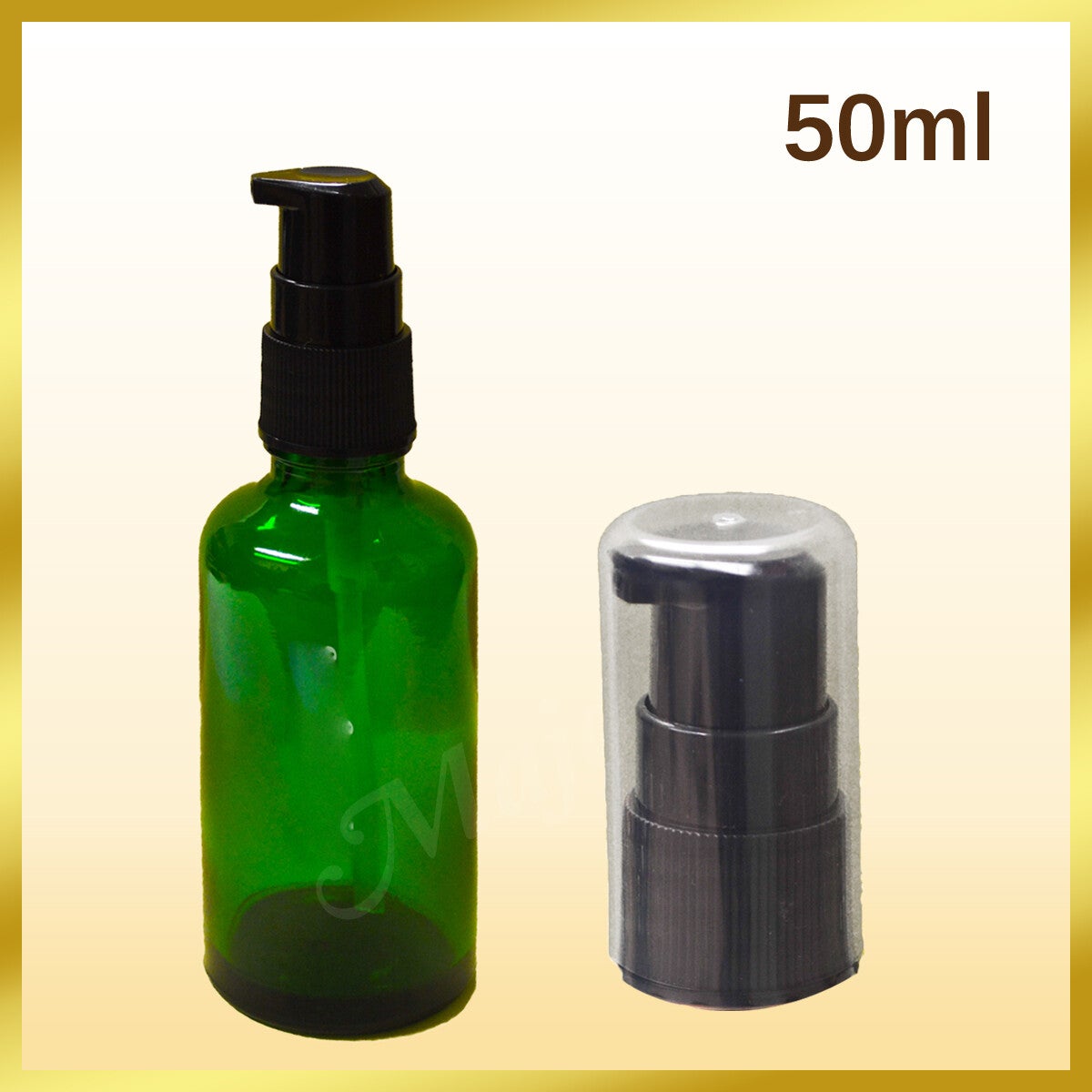 50ml empty Green Glass Bottles with Black Cream / Lotion Pump
