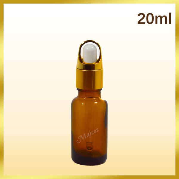 20ml Amber Glass Bottles with shiny BF Golden White Top